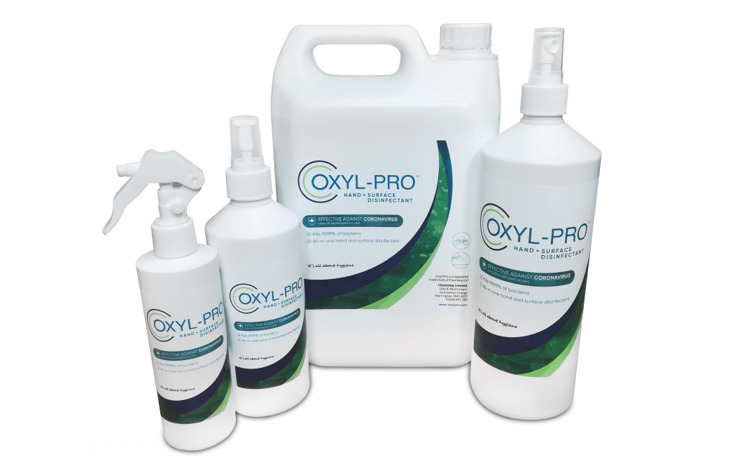 Oxyl Pro Sanitiser bottles